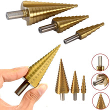 Load image into Gallery viewer, 437 -3X Large HSS Steel Step Cone Drill Titanium Bit Set Hole Cutter (4-32, 4-20, 4-12mm)
