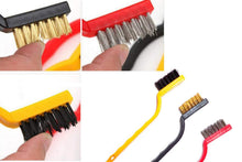 Load image into Gallery viewer, 184 -3 Pc Mini Wire Brush Set (Brass, Nylon, Stainless Steel Bristles)