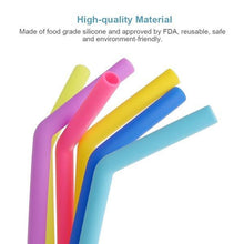 Load image into Gallery viewer, Your Brand Food Grade Silicone Straws(4pc) & Straw Cleaning Brush(1pc)