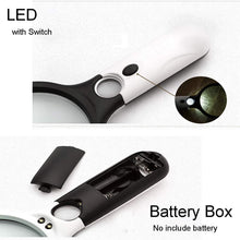 Load image into Gallery viewer, 449 Handheld Reading Magnifier Glass 3X, 45X with 3 LED Lights for Reading/Maps/Watch Repair
