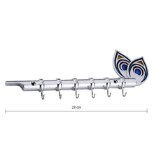 Load image into Gallery viewer, 317 Flute Shape Stainless Steel Key Holder Stand ( Chrome Antique Finish, 9" X 2", Silver)
