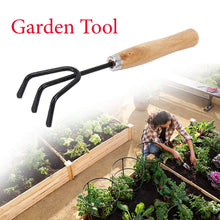 Load image into Gallery viewer, DeoDap Gardening Tools - Falcon Gloves, Flower Cutter/Scissor &amp; Garden Tool Wooden Handle (3pcs-Hand Cultivator, Small Trowel, Garden Fork)
