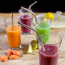 Load image into Gallery viewer, 579 Set of 4 Stainless Steel Straws &amp; Brush (2 Straight straws, 2 Bent straws, 1 Brush)
