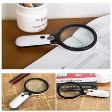 Load image into Gallery viewer, 449 Handheld Reading Magnifier Glass 3X, 45X with 3 LED Lights for Reading/Maps/Watch Repair
