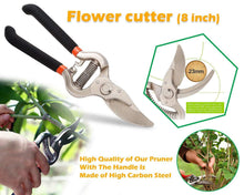 Load image into Gallery viewer, DeoDap Gardening Tools - Flover Cutter &amp; Garden Tool Wooden Handle (3pcs-Hand Cultivator, Small Trowel, Garden Fork)
