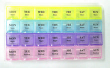 Load image into Gallery viewer, 383 Pill Case- 4 Row 28 Squares Weekly 7 Days Tablet Box Holder Medicine Storage Organizer Container
