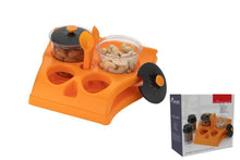 Load image into Gallery viewer, 078 Plastic Aachar Pickle Container/Chutney/Mukhwas Tray/Masala Tray/Dining Spice Stand (Set of 4 Jar, 2 Spoon, 1 Tray,)
